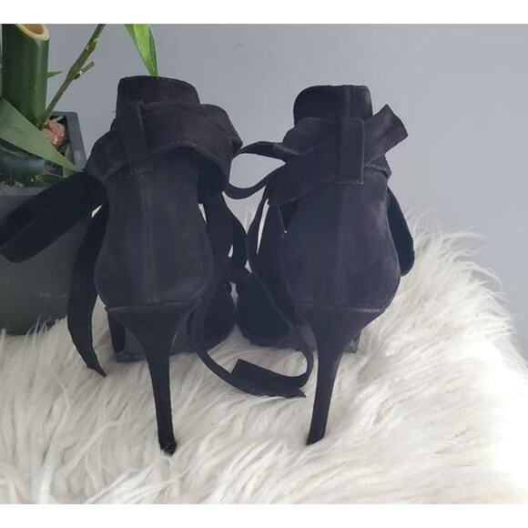 Nine West INESELLA Black Peep Toe Tie Up Pumps Size 6M - Picture 4 of 12